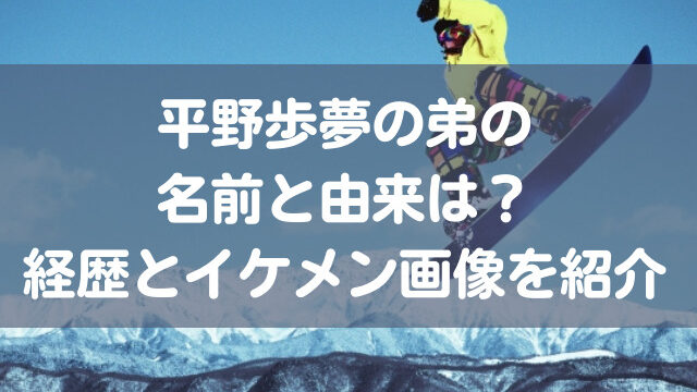 平野歩夢の弟の名前と由来は 経歴とイケメン画像を紹介 ナナカマドおすすめ情報雑記 Blog